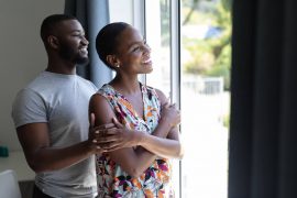 Shows a happy couple. Represents how working with a couples therapist in Atlanta, GA can help you with conflict. Search "black relationship counseling atlanta ga" today!